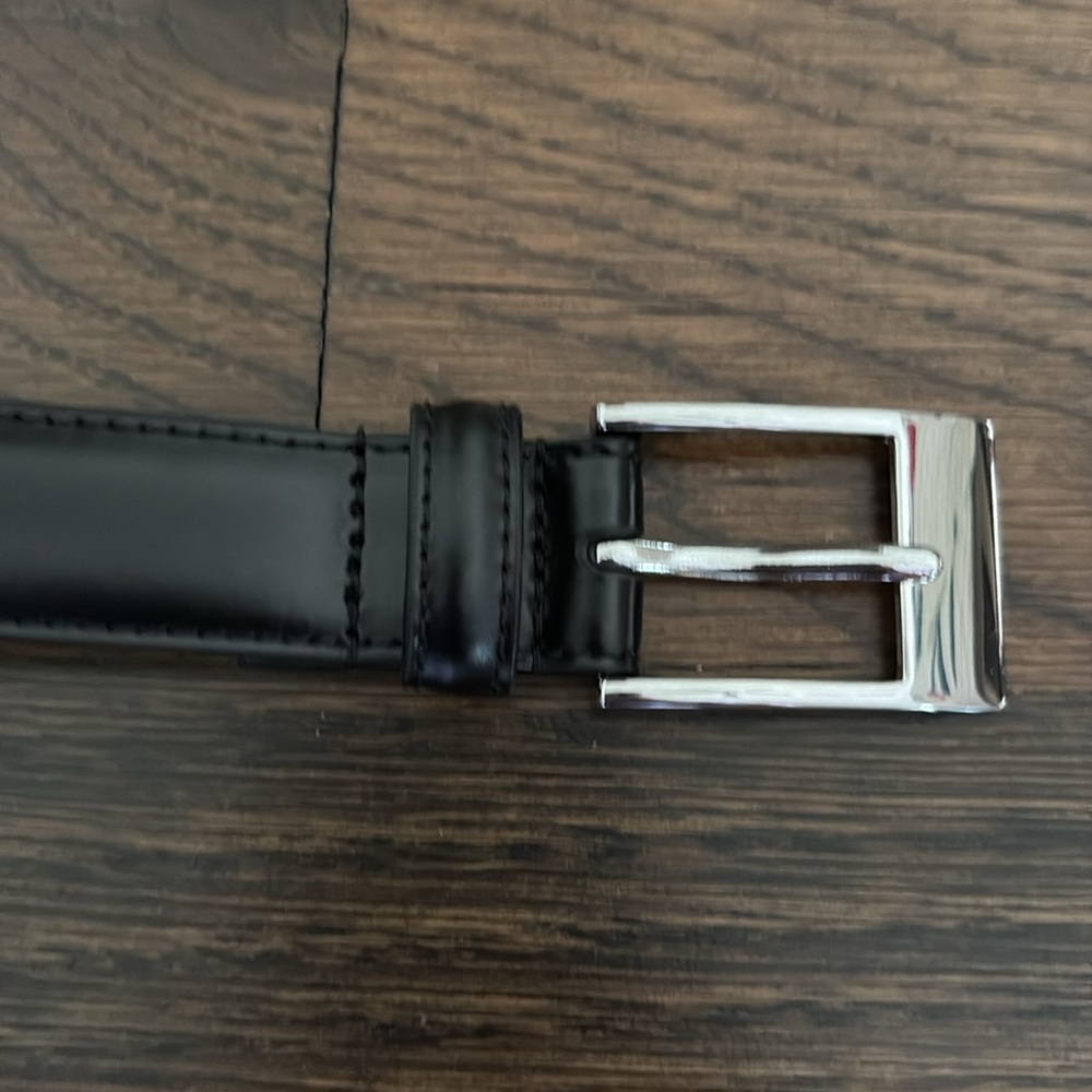 Black Leather Belt with Silver Buckle. New never used